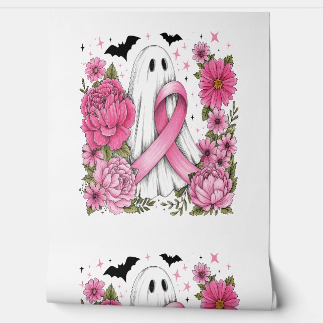 Papier Peint Cancer du sein Halloween Fantôme Boho (Déroulement)