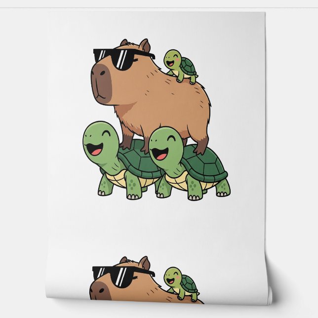 Papier Peint Caravane de tortue Capybara, Funny Capybara (Déroulement)