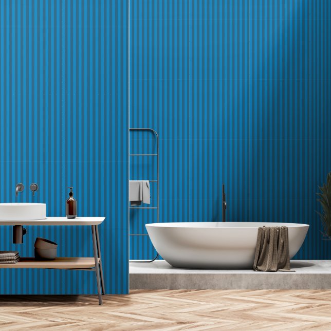 Papier Peint Carolina Bleu Et Dusté Bleu Turquoise (Salle de bain)