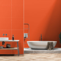 Carré orange avec bordure blanche, création d'un v