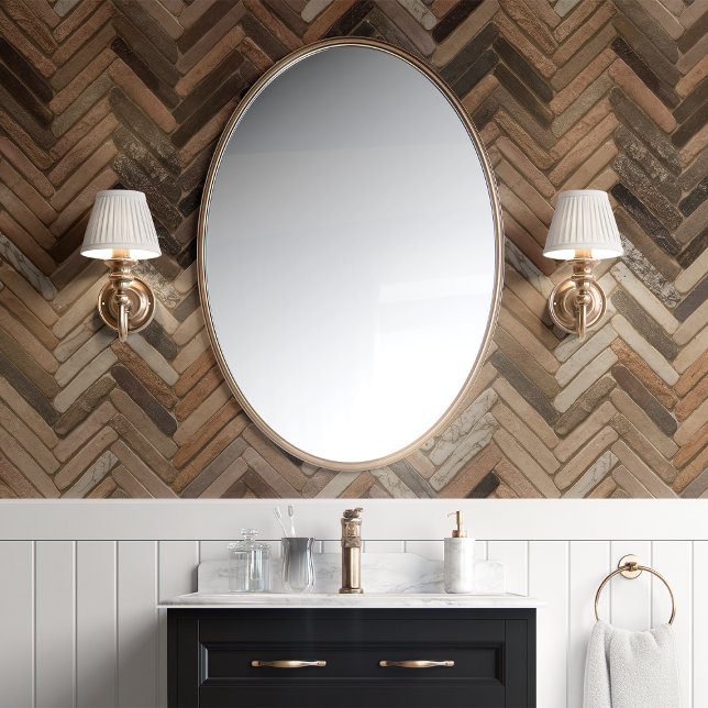 Papier Peint Carreau Chevron en Herringbone Marron Chaud (Créateur téléchargé)