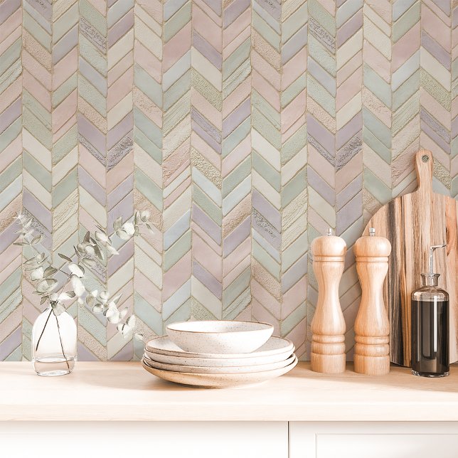 Papier Peint Carreau de marbre chevron pastel (Créateur téléchargé)