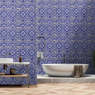 Papier Peint Carreaux bleus méditerranéens Azulejo portugais  