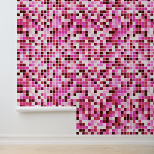 Papier Peint Carreaux de Piscine, Carreaux de Mosaïque Roses, M