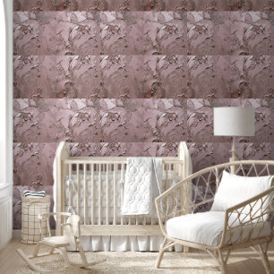 Papier Peint Carreaux de Plâtre Métallisé Rose Blush