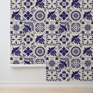 Papier Peint Carreaux de Talavera traditionnels mexicains en li