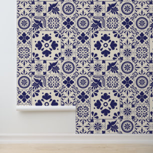 Papier Peint Carreaux de Talavera traditionnels mexicains en li