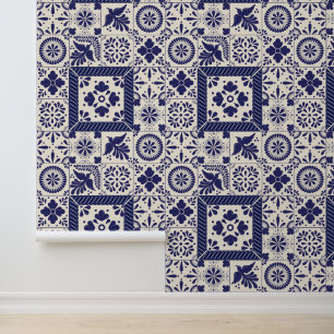 Papier Peint Carreaux de Talavera traditionnels mexicains en li
