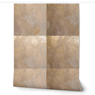 Papier Peint Carreaux de texture stuc doré beige