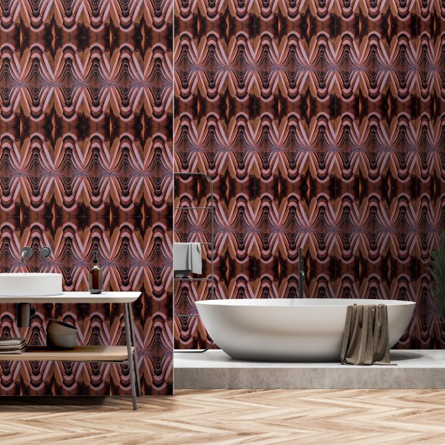 Papier Peint Carreaux de toit rustiques avec perspective unique (Salle de bain)