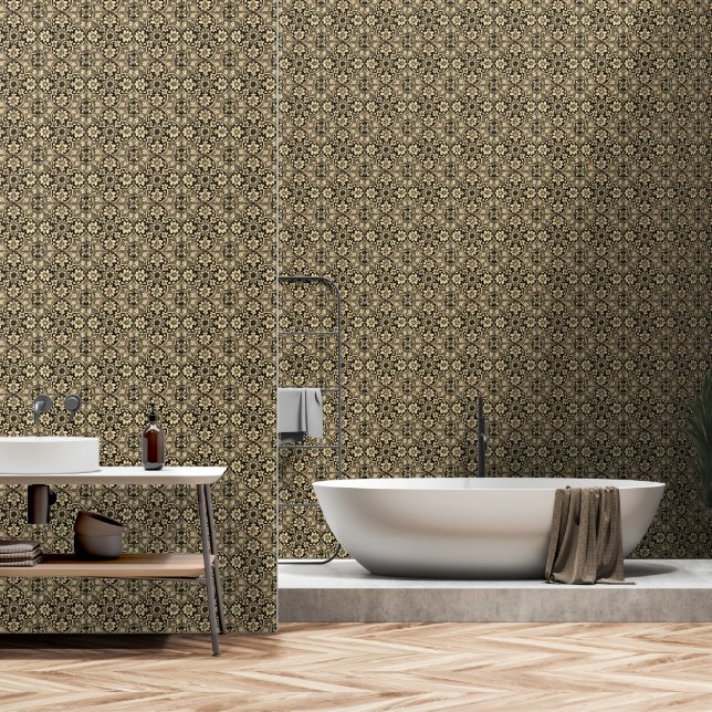 Papier Peint Carreaux floraux de Sepia (Salle de bain)