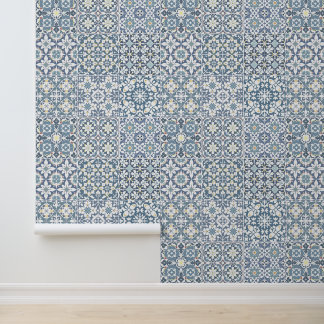 Papier Peint Carreaux Méditerranéens, Marocains, Majolique, Azu