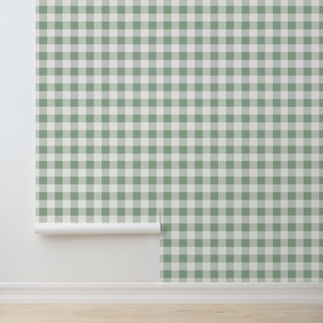 Papier Peint Carreaux/Pois/Rayures Verts (Application)