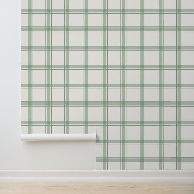 Papier Peint Carreaux/rayures/Vichy verts (Application)