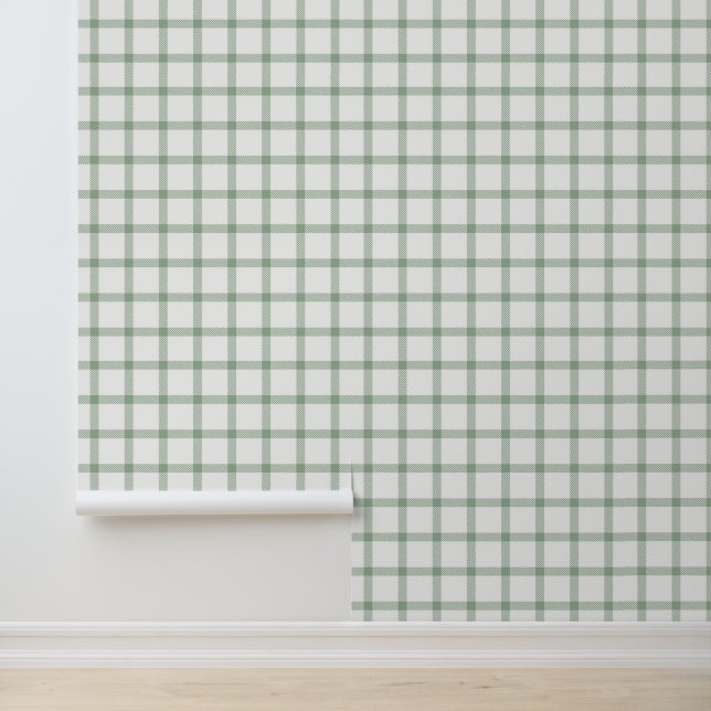 Papier Peint Carreaux/rayures/Vichy verts (Application)