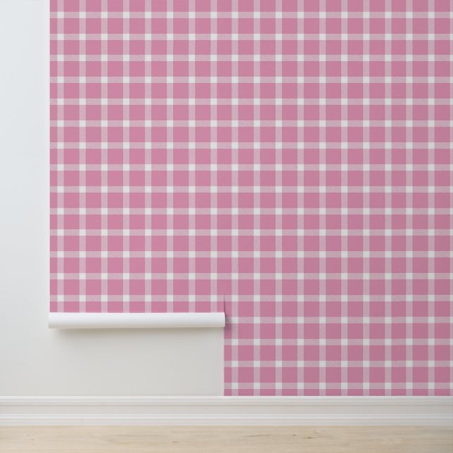 Papier Peint Carreaux roses/Gingham/Rayures (Application)