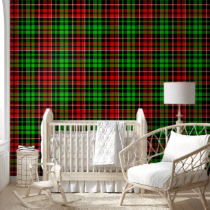 Papier Peint Carreaux Tartan Rouge Vert Noir Design