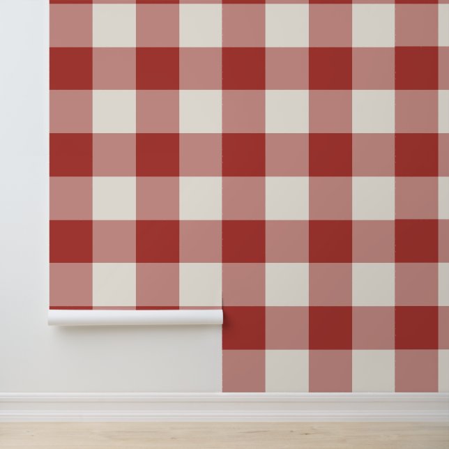 Papier Peint Carreaux Vichy Rouge Géant (Application)