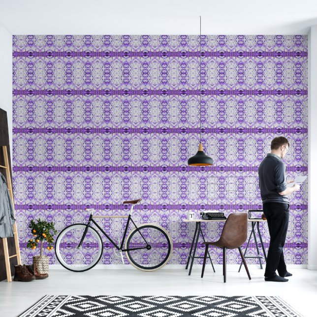 Papier Peint Carreaux violets - mosaïque, style grec, (Salon)