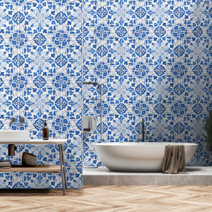 Papier Peint Carrelage bleu méditerranéen Azulejo portugais