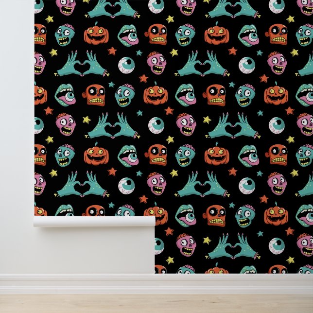 Papier Peint Carrelage éffrayant mélange Halloween (Application)