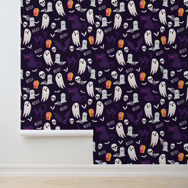 Papier Peint Carrelage Halloween mixte cool (Application)