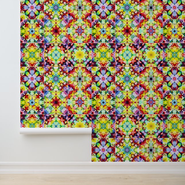 Papier Peint Carrelage méditerranéen, Carreaux d'encre d'alcool (Application)