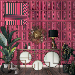 Papier Peint Carrelage rose fusain Motif élégant