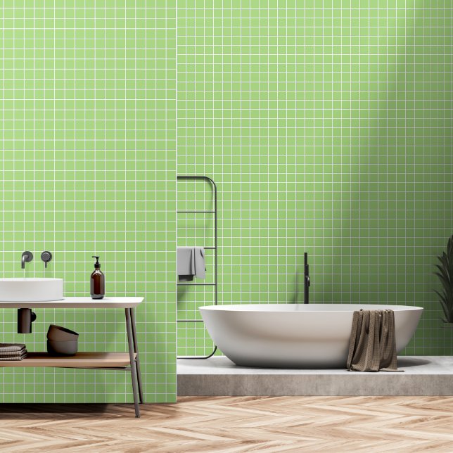 Papier Peint Carrelage vert citron (Salle de bain)