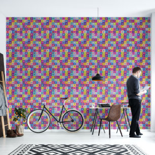 Papier Peint Carrés géométriques colorés