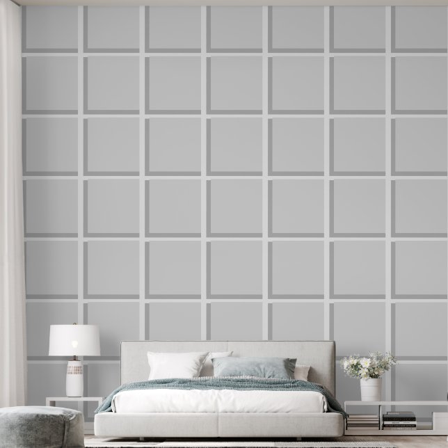 Papier Peint Carrés gris blanc lattice gris (Chambre à coucher)