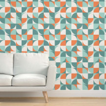 Carrés Mod Rétro Orange Menthe Sarcelle Bleu Aqua