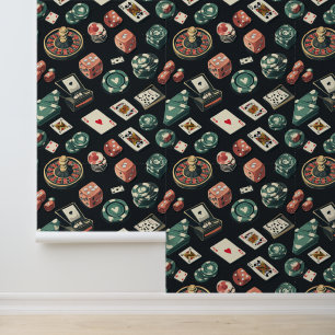 Papier Peint Casino Intérieur Cartes de Poker Jeu Dice Roulette