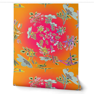 Papier Peint Cercle jaune rose de bouquets floraux