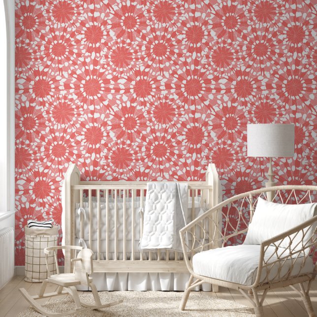 Papier Peint Cercles Abstraits fleuris shibori (Enfants)
