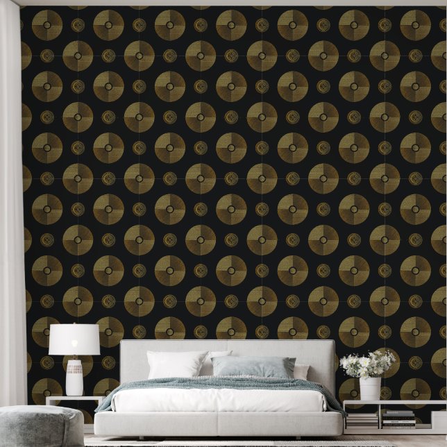 Papier Peint Cercles Art Déco Or Moderne (Chambre à coucher)