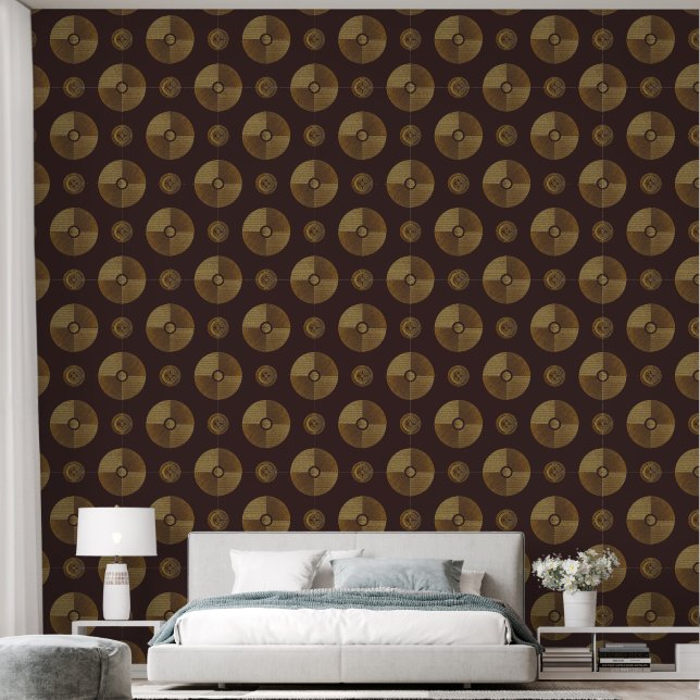 Papier Peint Cercles Art Déco Or Moderne (Chambre à coucher)