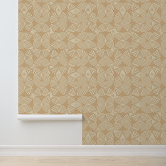 Papier Peint Cercles concentriques de milieu de siècle sur tan 