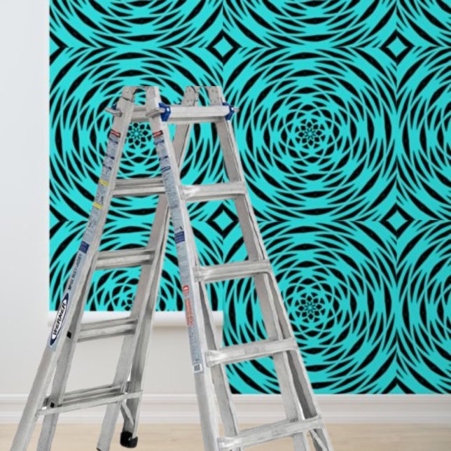 Papier Peint Cercles de gyroscope bleu noir à décoller et colle (Créateur téléchargé)
