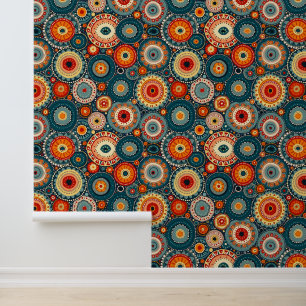 Papier Peint Cercles de mandala bohémiens   Retro Folk Art Moti