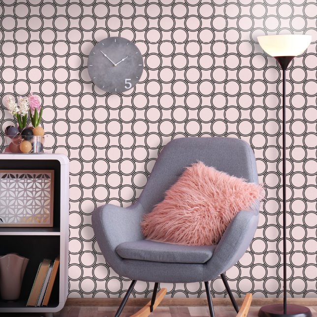 Papier Peint Cercles de treillis rose noir (Créateur téléchargé)