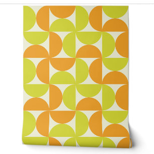Papier Peint Cercles demi milieu du siècle orange et jaune
