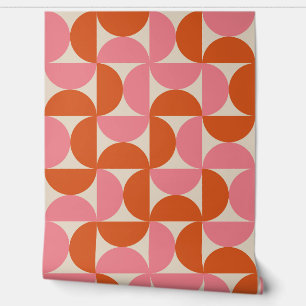 Papier Peint Cercles demi siècle rose et orange 