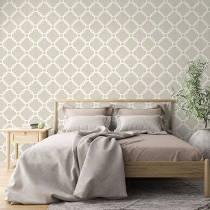 Papier Peint Cercles d'ivoire motif d'art sur fond beige clair