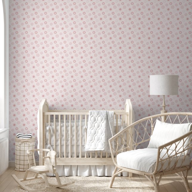 Papier Peint cercles et points de couleur rouge doux (Enfants)