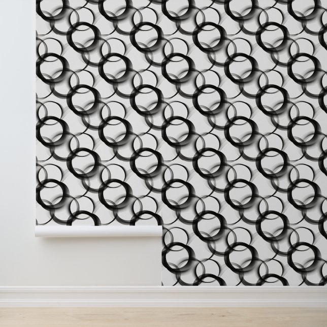 Papier Peint Cercles superposés noir et blanc – Couture géométr (Application)