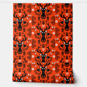 Papier Peint Cerf d'art populaire scandinave