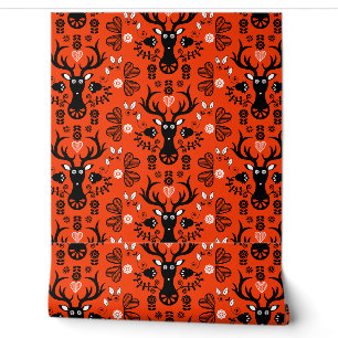 Papier Peint Cerf d'art populaire scandinave
