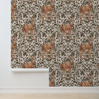 Cerf sur le motif damassé de chêne décoratif en br