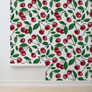 Papier Peint Cerises rouges sur blanc